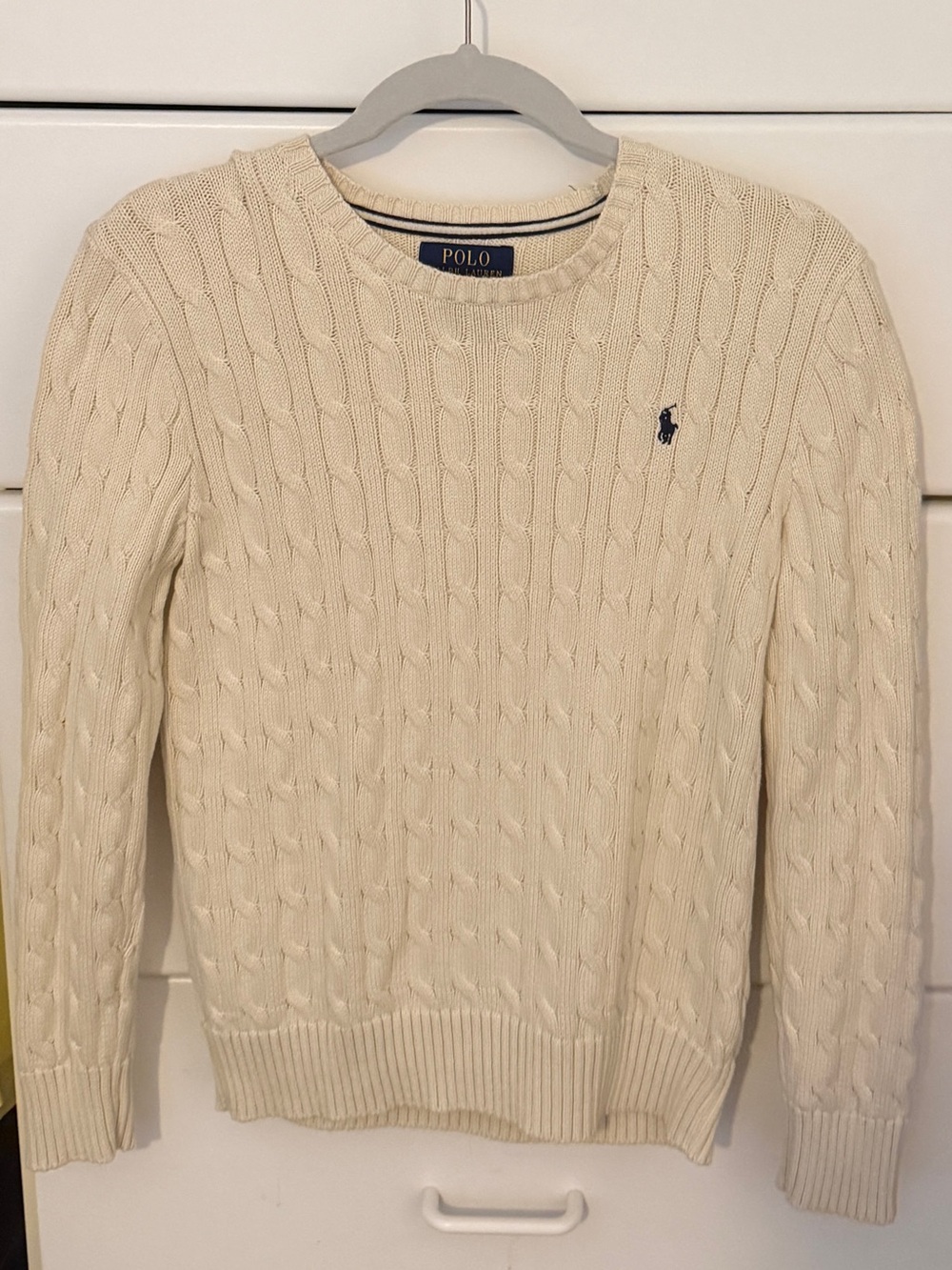Polo by Ralph Lauren Cream Cable-Knit Crewneck Sweater Boys